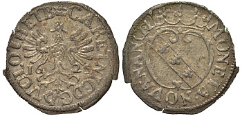 ФРАНЦИЯ, ЛОРЕЙН 1 ДЕНЬЕ 1625 ЧАРЛЬЗ IV KM 28 серебро 413-3241