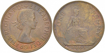 Великобритания 1 пенни 1963 Елизавета II (1952-2022) KM 897, Spink 4157 бронза 3996-215