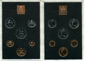 Великобритания официальный набор из 6 монет + жетон монетного двора 1978 в оригинальной пластиковой упаковке KM PS 34 PROOF 5-4-1-14