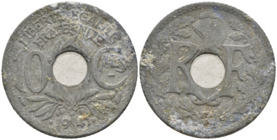 ФРАНЦИЯ 10 САНТИМОВ 1941 .1941. KM 897 цинк 4589-536