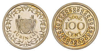 Суринам 100 центов 2008 KM 23 медно-никель BU 4626-326