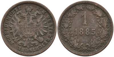 Австрия 1 крейцер 1885 Франц Иосиф (1848-1916) KM 2187 медь 4151-1259