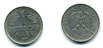 ФРГ 1 МАРКА 1971 D J.385 медно-никель 35-416