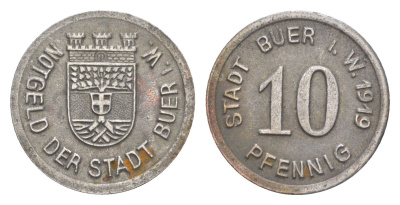 Бюр в Вестфалии 10 пфеннигов 1919 Funck 64.5, Men05 3970.5, Men18 5029.5 железо 4511-657