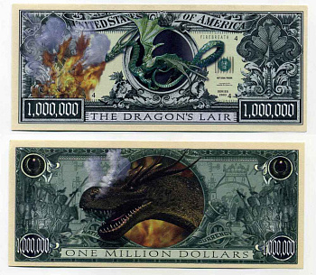 США 1000000 ДОЛЛАРОВ 2002 СУВЕНИРНАЯ БАНКНОТА, ЛУННЫЙ КАЛЕНДАРЬ, ГОД ДРАКОНА бумага UNC (ПРЕСС) 8588-19-4-2