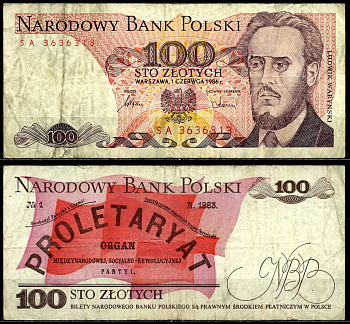 Польша 100 злотых 1986 1 июня 1986, Людвиг-Фаддей Варынский Pick 143е бумага 6287-12-2-2