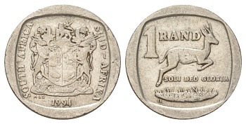 ЮАР 1 ранд 1994 KM 138 медь плакированная никелем 4627-261