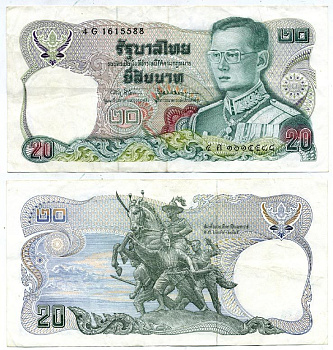 ТАИЛАНД 20 БАТОВ 1981 ПОДПИСЬ 67 Pick 88 бумага 7547-40-4-2