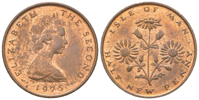 Остров Мэн 1/2 пенни 1975 KM 19 бронза UNC 4611-443
