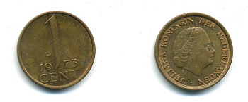 НИДЕРЛАНДЫ 1 ЦЕНТ 1973 ЮЛИАНА KM 180 бронза 53-513