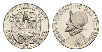 Панама 1/10 бальбоа (10 сентесимо) 1973 тираж 17.000 экземпляров KM 10 медь плакированная медно-никелем PROOF 1522-211