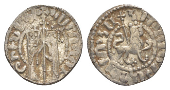 Киликийская Армения трам 1226-1271 Хетум I и царица Забель, держат крест/лев с патриаршим крестом  серебро    1516-711