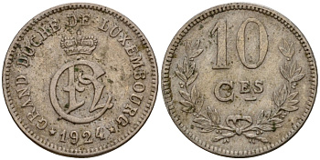 Люксембург 10 сантимов 1924 Шарлотта (1918-1964) KM 34 медно-никель 4584-232