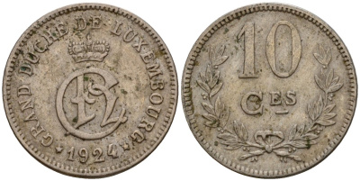 Люксембург 10 сантимов 1924 Шарлотта (1918-1964) KM 34 медно-никель 4584-232