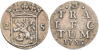 Утрехт, Нидерланды 2 штюбера 1785 UTRECHT KM 112 серебро 188-1232