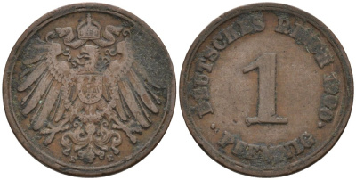 Германия 1 пфенниг 1900 E KM 10, J. 10 медь 4567-1144