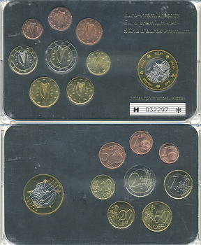 Ирландия евронабор из 8 монет + 1 европробник 2002-2007 в пластиковой запайке    UNC  7-5-5-15