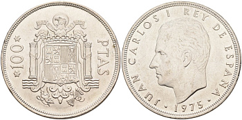 Испания 100 песет 1975 (76) M, Хуан Карлос I (1975-2014) KM 810 медно-никель  UNC   114-635