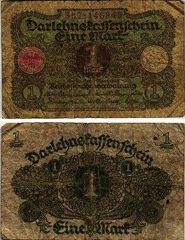 Германия 1 марка 1920 1 марта 1920, веймарская республика Pick 58, Rosenberg 64 бумага 7547-75-3-1