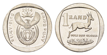 ЮАР 1 ранд 2014 медь плакированная никелем UNC 4627-567