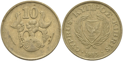 Кипр 10 центов 1983 KM 56.1 никель латунь 4141-1126