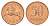 Литва 50 центов 1991 KM 90 бронза UNC 4115-1021