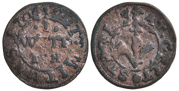 Передняя Померания, Штральзунд, Шведское правление (Шведская Померания) виттен (witten = 1/192 талера) 1706 Карл XII KM 58 серебро 413-712