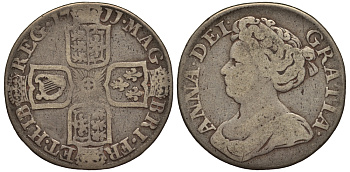 Великобритания 1 шиллинг 1711 Анна (1702-1714) Spink 3618, KM 533 серебро 1520-1215