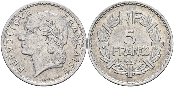 Франция 5 франков 1947 open 9 KM 888b.1 алюминий 221-432