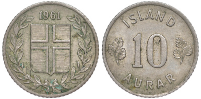 Исландия 10 эйре 1961 KM 10 медно-никель 4596-851