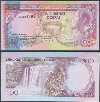 Сан-Томе и Принсипи 500 добра 1993 Король Рей Амадор, водопад Pick 63 бумага UNC (пресс) 7553-1-4-1
