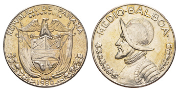 Панама 1/2 бальбоа (50 сентесимо) 1980 KM 12b медь плакированная медно-никелем 4634-1141
