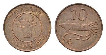 Исландия 10 эйре 1981 KM 25 бронза 4690-734