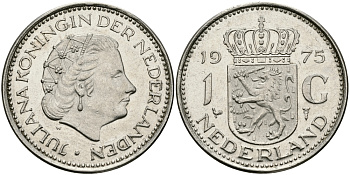Нидерланды 1 гульден 1975 Юлиана (1948-1980) KM 184а никель 94-636
