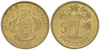 Сейшельские Острова (Сейшелы) 5 центов 2007 KM 47a сталь плакированная латунью 4618-1153