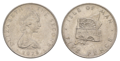 Остров Мэн 5 пенсов 1978 PM, Елизавета II (1952-2022) KM 35 медно-никель 4656-1042