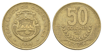 Коста-Рика 50 колонов 1999 год-тип KM 231.1 латунь 4663-1013