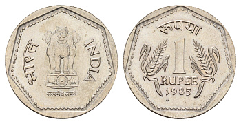 Индия 1 рупия 1985 KM 79.1 медно-никель UNC 4675-1141