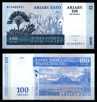 Мадагаскар 100 ариари 2004 Pick 86 b бумага UNC (пресс) 7148-7-4-2