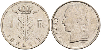 Бельгия 1 франк 1980 Belgie KM 143.1 медно-никель    4592-1245