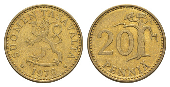 Финляндия 20 пенни 1978 KM 47 алюминиевая бронза 4648-424