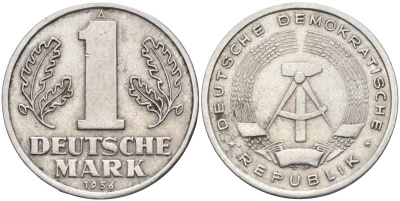 ГДР 1 марка 1956 A KM 13 алюминий 4143-816