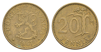 Финляндия 20 пенни 1967 KM 47 алюминиевая бронза 4648-412