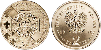 Польша 2 злотых 2010 MW, 100 лет союзу польских харцеров, скаутскому движению в Польше KM 725 нордик UNC 4676-651