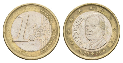 Испания 1 евро 2000 Хуан Карлос I KM 1046 биметалл 4629-356