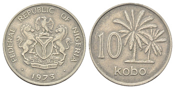 Нигерия 10 кобо 1973 пальмы KM 10.1 медно-никель 4700-917