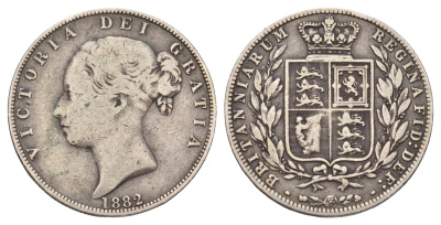 Великобритания 1/2 кроны 1882 Виктория (1837-1901) KM 756, Spink 3889 серебро 443-1544