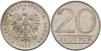 Польша 20 злотых 1987 MW Y 153.1 медно-никель 4187-717