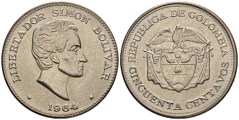 Колумбия 50 сентаво 1964 KM 217 медно-никель 4517-221
