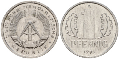 ГДР 1 пфенниг 1985 A KM 8.2 алюминий 192-424